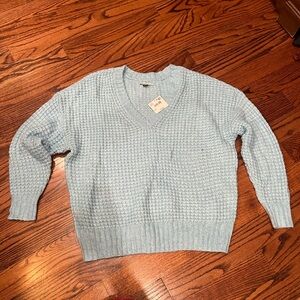 American Eagle Outfitters Sky Blue V-Neck Sweater